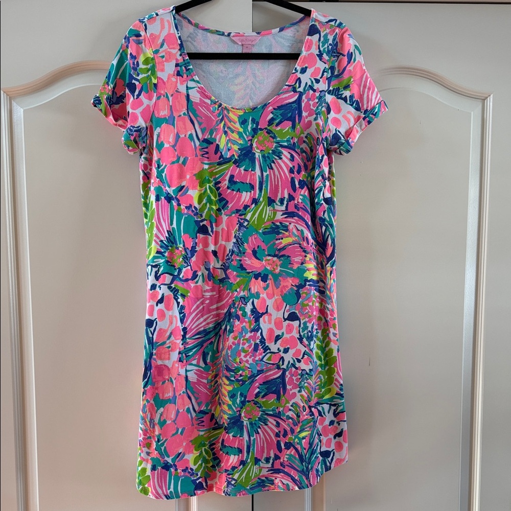 Lilly Pulitzer Pink and Green Floral Mini Dress